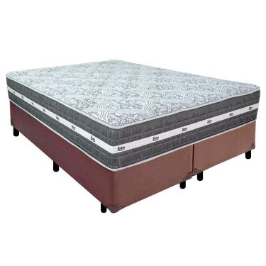 Imagem de Cama Box Casal Bipartido Sintético + Colchão Anjos Black Graphite Molas Ensacadas 138x1...