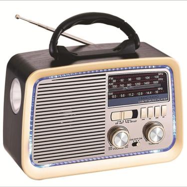 Imagem de Rádio Retrô Bluetooth OEM AD-3199 com Usb Microsd Entrada Auxiliar Lanterna Bivolt Preto