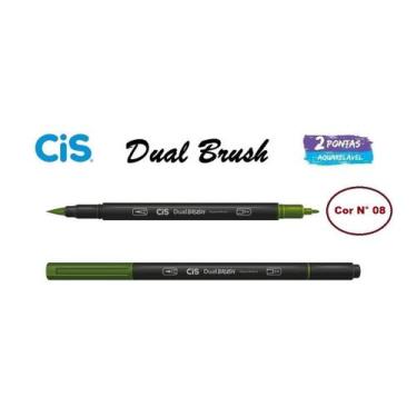 Imagem de Caneta Pincel Cis Dual Brush Pen Aquarelável 08 Verde Oliva