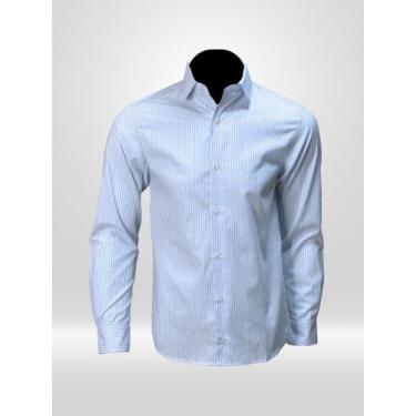 Imagem de Camisa Masculina Social Manga Longa VRS Listrada Azul - Victor Varrens