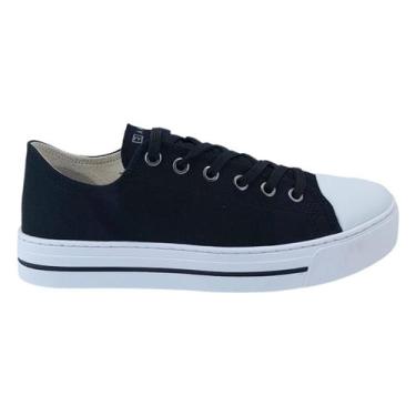 Imagem de Tenis Ramarim Feminino Casual Flat Cadarço Lona Lançamento, 37, Preto