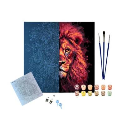 Imagem de Kit Pintura Numerada Arte Terapia 30X30cm Leão - Sinoart