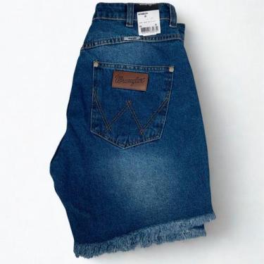 Imagem de Short Feminino Wrangler Barra Desfiada 100% Algodão, Azul, 36
