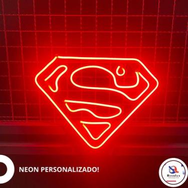Imagem de Símbolo Supermam em Neon Personalizado - Revolux , vermelho