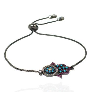 Imagem de Pulseira feminina mão de fátima ródio negro - Brimatto