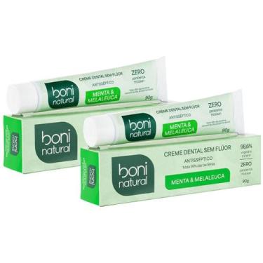 Imagem de Kit 2 Creme Dental Boni Natural Sem Fluor Menta Melaleuca Antisseptico