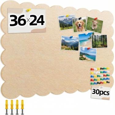 Imagem de Painel de recados de feltro com bordas onduladas 91 x 61 cm com 30 tac