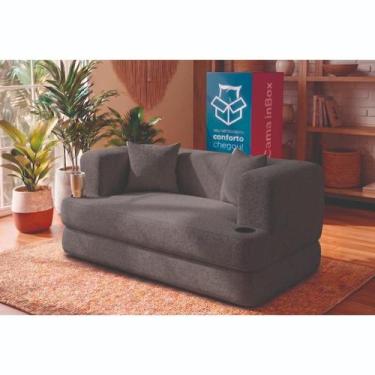 Imagem de Sofá Cama Muna. 1,88m Xpand Tech Tecido Bouclê Cama inBox, Cinza Escur