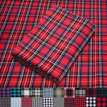 Imagem de Tecido de flanela de algodão 10 jardas xadrez tartan vermelho e preto 