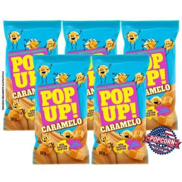 Imagem de Pipoca Pronta Gourmet Pop Up Caramelo Kit 5 Unidades de 50g