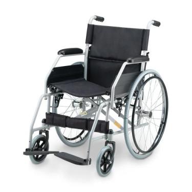 Imagem de Cadeira de Rodas Dobrável Dellamed D100 Preta 120kg Aço Carbono