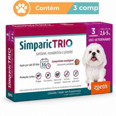 Imagem de Antipulgas Simparic Trio 6mg Cães 2,6 a 5kg 3 Comprimidos - Zoetis