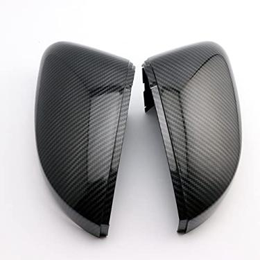 Imagem de VOCR Par de capa protetora 3K de fibra de carbono real com espelho lateral de plástico ABS de substituição direta para BMW X, Golf 5 7, Benz W464 (aparência de fibra de carbono, para V Polo MK5 6R 6C GTI R-Line 2009-2017)