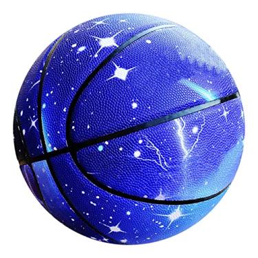 Imagem de MINDCOLLISION Bola de basquete Starry Sky, couro macio durável, adequada para crianças, adolescentes, iniciantes, tamanhos 7, relâmpago