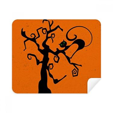 Imagem de Pano de limpeza de tela laranja Halloween Hallowmas da Árvore de gato 2 peças tecido de camurça