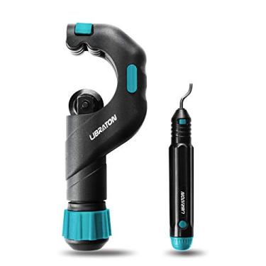 Imagem de Libraton Cortador de tubos, cortador de tubulação de 0,9 cm a 5 cm de diâmetro externo, cortador de tubo de cobre, cortador de tubo com ferramenta de rebarbação, cortador de cobre, ferramenta de corte