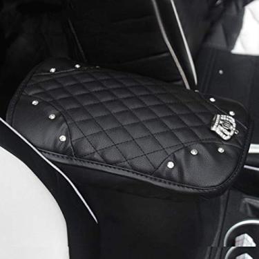 Imagem de Capa de console central de diamante Daydayholiday para descanso de braço brilhante para apoio de braço de carro feminino menina 19 cm x 28 cm, preto