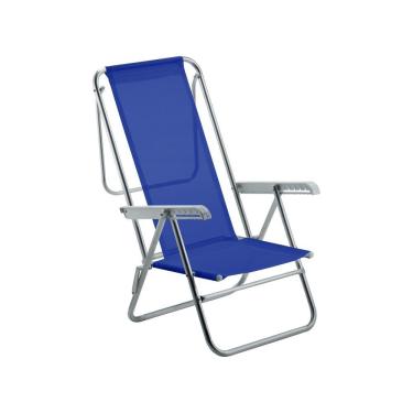 Imagem de Cadeira De Praia Reclinável Sun Beach Alumínio Azul Marinho