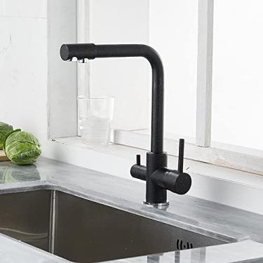 Imagem de Torneira de cozinha filtrada Balck com Dot Brass Purificador Torneira Dupla Pulverizador Torneira de Água Potável Vaso Torneira Misturadora, Preto, China