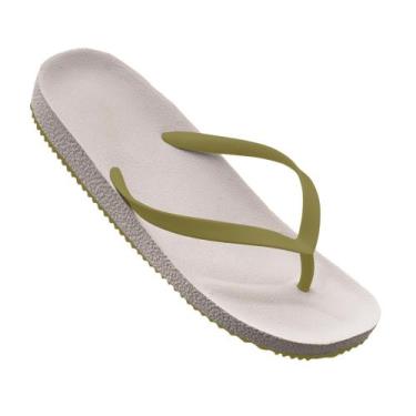 Imagem de Chinelo Anatômico Ortopédico Feminina Ultra Conforto Oliva Off White -