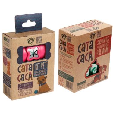 Imagem de Kit Porta Cata Caca Rosa Com 80 Saquinhos + 20 Rolos de Saquinhos Refil