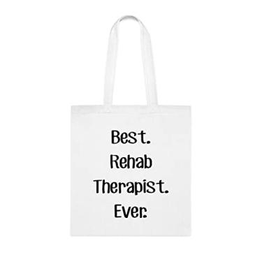 Imagem de Sacola Rehab Therapist Tote bag, Best Rehab Therapist Ever Bag, presente de terapeuta reabilitação, bolsa de ombro terapeuta de reabilitação, bolsas reutilizáveis para terapeuta reabilitação, ideia de presente de mordaça de Natal, Branco