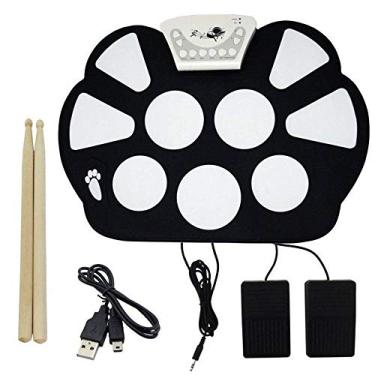 Imagem de Bateria Eletrônica Musical Digital Roll Up Drum 2 Pedais Baqueta Exbom W758