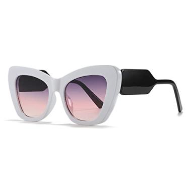 Imagem de Óculos de sol grandes de plástico uv400 feminino óculos de sol bicolor moda senhora óculos de sol exclusivos, rosa branco, como a imagem
