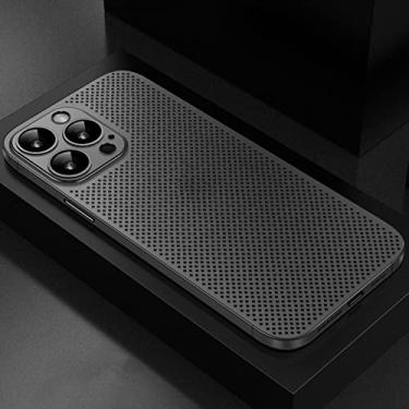 Imagem de Capa oca de malha fosca ultrafina para iPhone 13 12 Pro Max i Phone13 0,2 mm Slim Macio Duro Respirável Refrigeração Capa à prova de choque, cinza, para iPhone 13