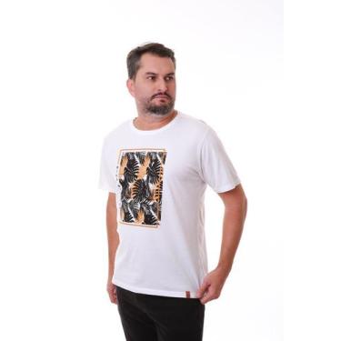 Imagem de Camiseta Masculina Branca Estampa Tropical - Rico Sublime