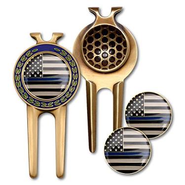 Imagem de Armed Forces Depot Police Blue Line Golf Divot Tool and Balls Marcadores