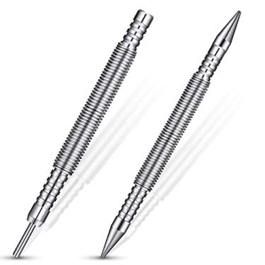 Imagem de Conjunto de 2 peças e ferramenta de pino de dobradiça 1/32 2/32 polegadas sem martelo pino de mola perfurador de prego punção de prego ferramenta removedor de pino de dobradiça pequeno perfurador central de mola