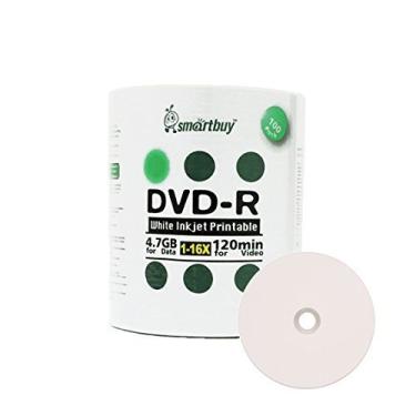 Imagem de Smart Buy Disco de gravação de mídia em branco com jato de tinta branco 16x DVD-R 4,7 gb 100 discos, 100 unidades