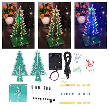 Imagem de Árvore de Natal 3D, Kit de Árvore de Natal de Circuito Flash LED, Árvore de Natal de Prática de Soldagem DIY, Kit de Projeto Eletrônico para Decoração de Presente de Dia de Natal,(3 cores)