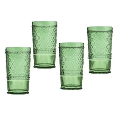Imagem de Godinger Highball Drinking Glasses, Tall Glass Cups, Vintage Decor, Water Glasses, Cocktail Glasses - Claro Collection, Large 17oz, Sage, Set of 4