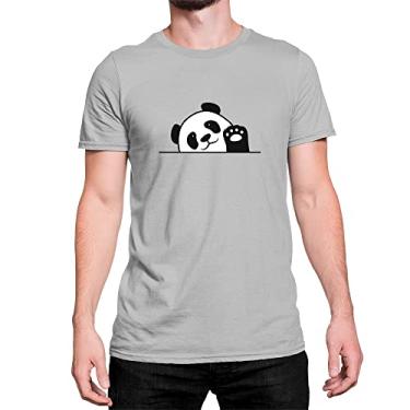 Imagem de Camiseta Panda Acenando Camisa Fofo Cute Divertido Unissex Cor:Cinza;Tamanho:G