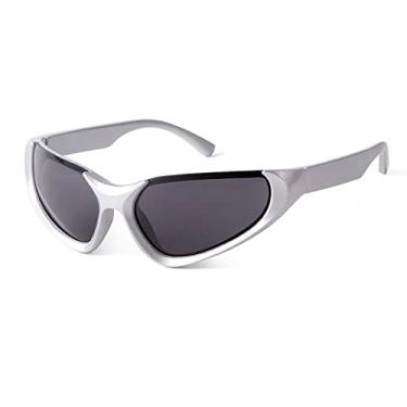 Imagem de Óculos de sol esportivos espelhados punk masculino retangular com armação à prova de vento para ciclismo ao ar livre, óculos de sol masculino UV400, C6, tamanho único