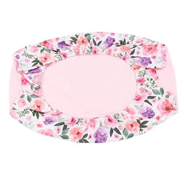 Imagem de Capa para trocador de fraldas, lençóis de algodão macio para a pele para mesa de cuidados com o bebê (flores rosa vermelha, pelúcia rosa)