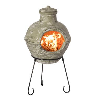 Imagem de Design e suporte de metal para ambientes internos e externos de argila bege Chimenea Grill Fire Pit