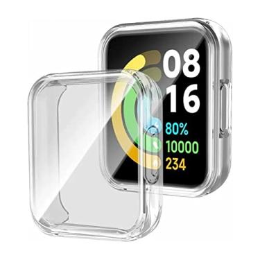 Imagem de Capa Rígida para PC Com Protetor de Tela de Vidro Temperado Compatível Com Xiaomi Redmi Watch 2 Lite, Capa Protetora Fina e Leve para Smartwatch para Xiaomi (Branco Transparente)