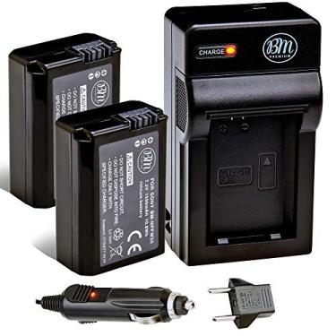 Imagem de 2 baterias NP-FW50 e carregador para Sony ZV-E10, A6100, A6400, DSC-RX10 IV, DSC-RX10 III, DSCRX10 II, DSC-RX10, Alpha 7, Alpha 7R, a7R, A7s, A7s II, a3000, a5000, a60 0, a6. 300, a6500 da BM Premium