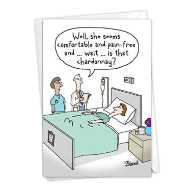 Imagem de NobleWorks Chardonnay Drip - Cartão de felicitações Get Well com envelope (11,5 x 16,7 cm) - C6075GWG