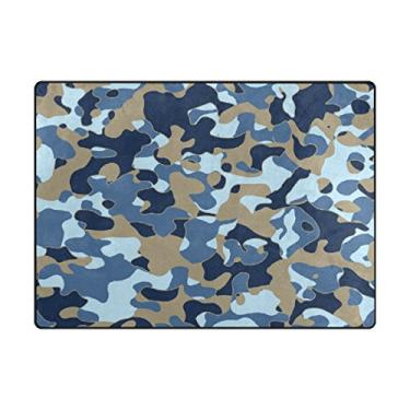 Imagem de ColourLife Tapete leve de camuflagem azul marrom tapete macio tapete decoração de casa para quarto de crianças, sala de estar 160 x 122 cm