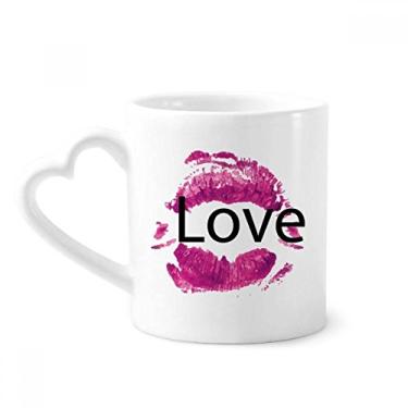 Imagem de Caneca de coração de vidro para o dia dos namorados Love Pink Lip Mug Coffee Ceramic Drinkware