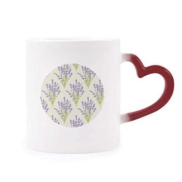 Imagem de Caneca de flor com pintura de plantas lavanda sensível ao calor vermelha muda de cor