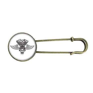 Imagem de Óculos de luz, esqueleto de motocicleta, padrão retrô, broche de metal