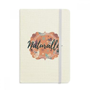 Imagem de Caderno de pintura de plantas com flores laranjas, capa dura de tecido oficial diário clássico