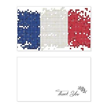 Imagem de França Simple Grid Bandeira nacional Cartão de agradecimento aniversário aniversário saudações casamento agradecimento