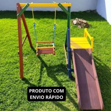 Imagem de Playground Com 1 Balanço De Madeira Móveis Rústicos Bv Magazine