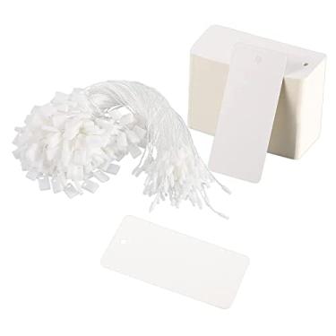 Imagem de #N/a Etiquetas de preço com barbante anexado, 200 unidades em branco, superfície lisa, marcação de mercadoria, etiqueta amarrada, etiqueta gravável, BRANCO